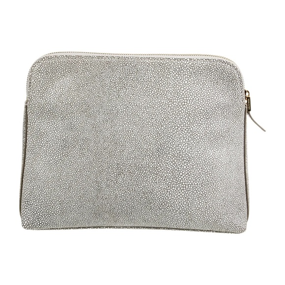 INDIA HICKS The Insider‎ Suede Portfolio Grey Stingray Leather Pouch Clutch Bag - Picture 1 of 15